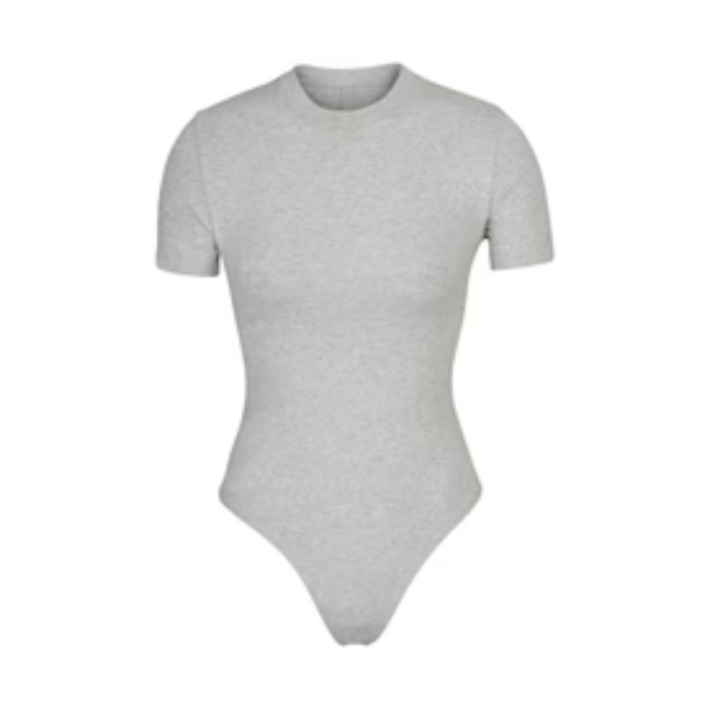 SKIMS Cotton Jersey T-Shirt Bodysuit in Grey Size XL
